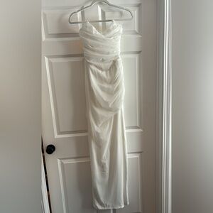 Chic White Draped Dress